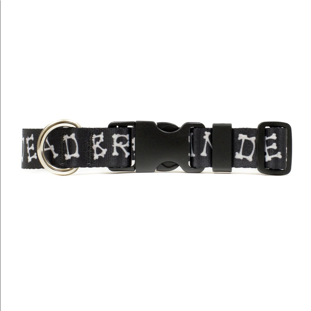 Preloved Brain Dead Boneman Dog Collar in black